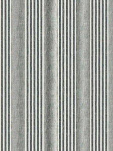 Linen Cotton Indigo Navy Blue Nautical Stripe Upholstery Fabric FB