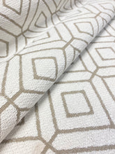 Load image into Gallery viewer, Designer Geometric Cream Taupe Chenille Water &amp; Stain Resistant Upholstery Fabric WHS 3680