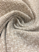 Load image into Gallery viewer, Designer Taupe White Small Scale Tweed Herringbone MCM Mid Century Modern Water &amp; Stain Resistant Upholstery Fabric WHS 4130