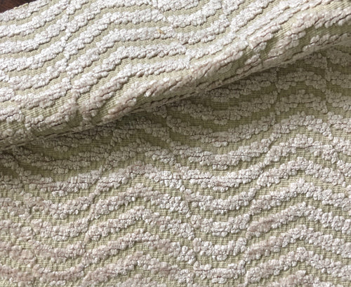 Amalfi Stripe Wave Chenille Upholstery Fabric Beige / Fawn