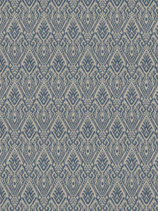 Taupe French Blue Ikat Upholstery Drapery Fabric FB