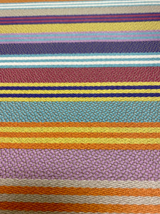 Designer Orange Yellow Purple Aqua Pink Taupe Stripe Water & Stain Resistant Upholstery Drapery Fabric STA 3289