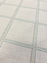 Load image into Gallery viewer, Designer Reversible Seafoam Green Beige Plaid Windowpane Water &amp; Stain Resistant Indoor Outdoor Upholstery Fabric WHS 3839