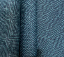 Load image into Gallery viewer, Designer Navy Teal Blue Belgian Linen Geometric Upholstery Fabric WHS 3956