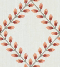 Load image into Gallery viewer, Embroidered Grey Coral Red Cream Botanical Drapery Fabric FB