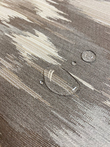 Indoor Outdoor Water & Stain Resistant Sunbrella Taupe Cream Grey Ikat Upholstery Drapery Fabric WHS 4009Copy of Pindler Flagstaff Bark Indoor Outdoor Water & Stain Resistant Taupe Cream Southwestern Ikat Ethnic Upholstery Drapery Fabric