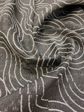 Load image into Gallery viewer, Schumacher Alma Carbon Indoor Outdoor Charcoal Grey Off White Abstract Water &amp; Stain Resistant Upholstery Fabric STA 3502
