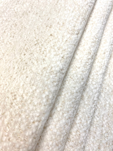 Designer Cream Plush Boucle Water & Stain Resistant Chenille Upholstery Fabric STA 3945