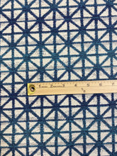 Load image into Gallery viewer, Designer Geometric Water &amp; Stain Resistant Teal Navy Blue Cream Shibori Upholstery Fabric WHS 3360