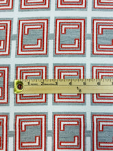 Load image into Gallery viewer, Water &amp; Stain Resistant Grey Red Cream Coral Indoor Outdoor Geometric Upholstery Drapery Fabric STA 3312