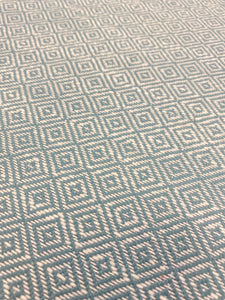 Designer Water & Stain Resistant Performance Aqua Blue White Woven Performance Geometric Upholstery Fabric WHS 3546