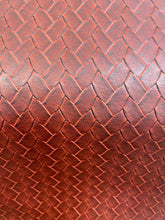 Load image into Gallery viewer, 55" Wide Faux Leather Burgundy Red Black Basketweave Vinyl Upholstery Fabric WHS 3471