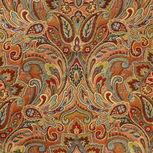 Teal Red Orange Green Paisley Tapestry Upholstery Fabric MGF