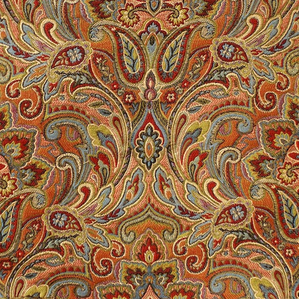 Orange Paisley Tapestry Upholstery Fabric, Fabric Bistro, Columbia