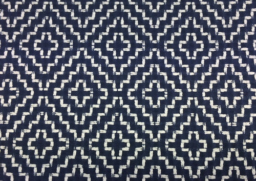 Schumacher Soho Weave Geometric Upholstery Fabric / Navy STA 3285