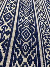 Load image into Gallery viewer, Kravet Savunese Indigo 30398-5 Navy Blue Beige Stripe Ikat Upholstery Fabric WHS 3253