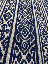Load image into Gallery viewer, Kravet Savunese Indigo 30398-5 Navy Blue Beige Stripe Ikat Upholstery Fabric WHS 3253