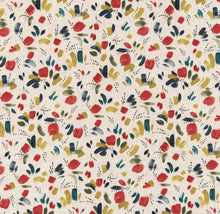 Load image into Gallery viewer, Stain Resistant Teal Olive Green Cream Red Navy Blue Floral Upholstery Drapery Fabric CF