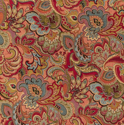 Heavy Duty Red Teal Blue Green Grey Paisley Tapestry Upholstery Drapery Fabric CF