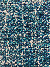 Load image into Gallery viewer, Designer Turquoise Navy Blue White Teal MCM Mid Century Modern Boucle Upholstery Fabric STA 3964