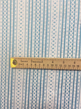 Load image into Gallery viewer, Designer Cream Turquoise Blue Stripe Indoor Outdoor Water &amp; Stain Resistant Upholstery Drapery Fabric WHS 4106