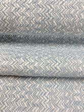Load image into Gallery viewer, 1.3 Yard of Designer Aqua Blue White Herringbone Tweed MCM Mid Century Modern Upholstery Fabric WHS 4006