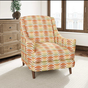 Heavy Duty Art Deco Geometric Abstract Green Orange Mustard Upholstery Drapery Fabric CF