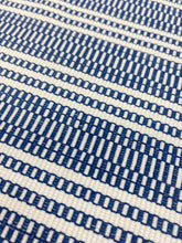 Load image into Gallery viewer, 1.5 Yard Designer Navy Blue White Nautical Stripe Woven Upholstery Fabric WHS 3705