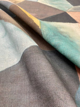 Load image into Gallery viewer, Designer Guild Geo Moderne Jade Linen Cotton Brown Green Olive Mustard Abstract Water &amp; Stain Resistant Upholstery Drapery Fabric STA 3310