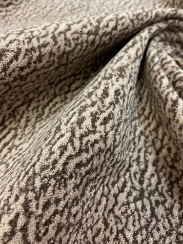 Designer Brown Taupe Abstract Chenille Water & Stain Resistant Upholstery Fabric WHS 3749