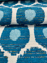 Load image into Gallery viewer, Burch Fabrics Nanotex Teal Blue Aqua Ikat Chenille Water &amp; Stain Resistant Upholstery Fabric STA 3291