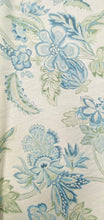 Load image into Gallery viewer, Lee Jofa Augustine Print Linen Floral Botanical Water &amp; Stay Resistant Drapery Upholstery Fabric Aqua Blue Beige Green Cream STA 3356