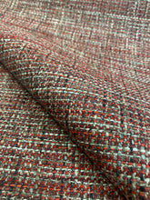 Load image into Gallery viewer, Designer Tweed Charcoal Grey Burgundy Red MCM Mid Century Modern Water &amp; Stain Resistant Upholstery Fabric WHS 3067