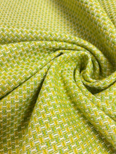 Load image into Gallery viewer, Designer Water &amp; Stain Resistant Indoor Outdoor MCM Mid Century Modern Chartreuse Green Yellow White Upholstery Fabric WHS 4120