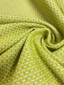 Designer Water & Stain Resistant Indoor Outdoor MCM Mid Century Modern Chartreuse Green Yellow White Upholstery Fabric WHS 4120