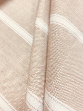 Load image into Gallery viewer, Designer Water &amp; Stain Resistant Cotton Linen Cream Beige Nautical Stripe Upholstery Drapery Fabric WHS 3972