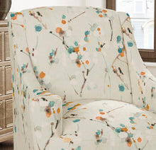Load image into Gallery viewer, Stain Resistant Seafoam Green Turquoise Orange Floral Upholstery Drapery Fabric CF