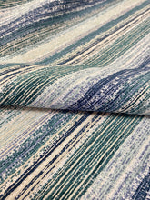 Load image into Gallery viewer, Robert Allen Made in Italy Strie Batik Teal Blue Navy Aqua Chenille Upholstery Fabric WHS 3236