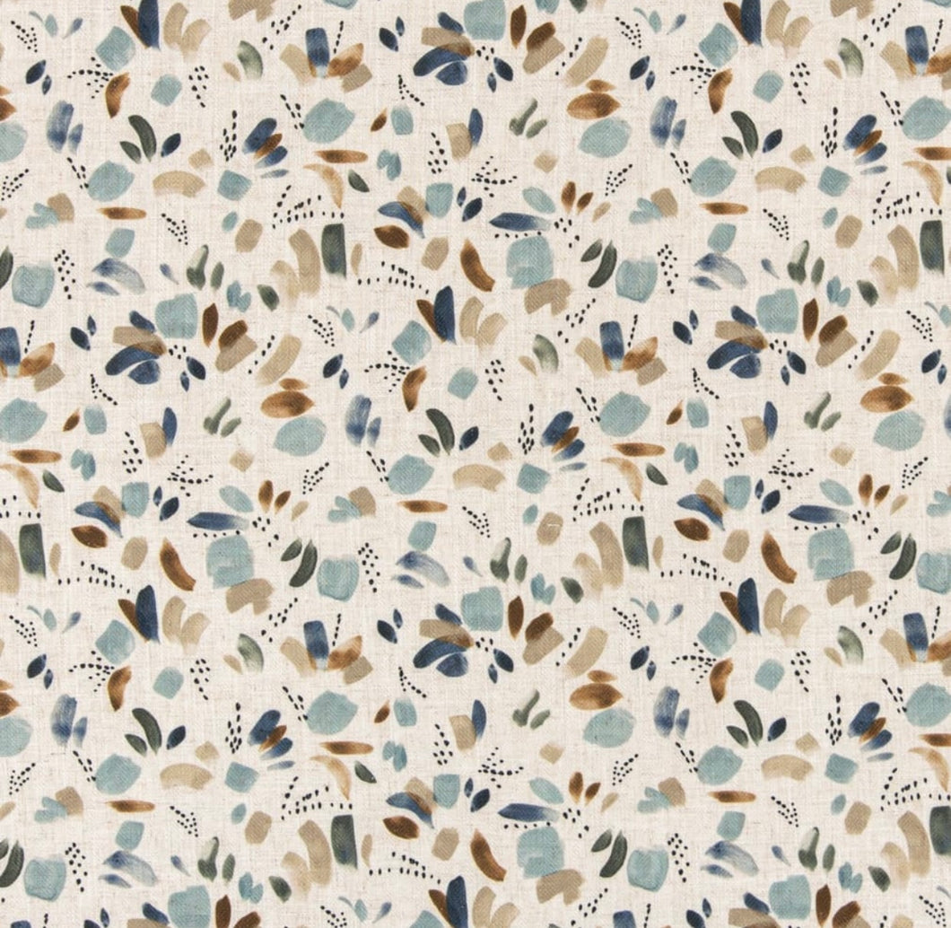 Stain Resistant Blue Green Beige Brown Floral Upholstery Drapery Fabric CF