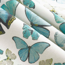Load image into Gallery viewer, Cotton Ivory Turquoise Taupe Blue Butterfly Upholstery Drapery Fabric FB