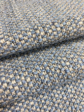 Load image into Gallery viewer, Designer French Blue Grey MCM Mid Century Modern Tweed Upholstery Fabric WHS 4238