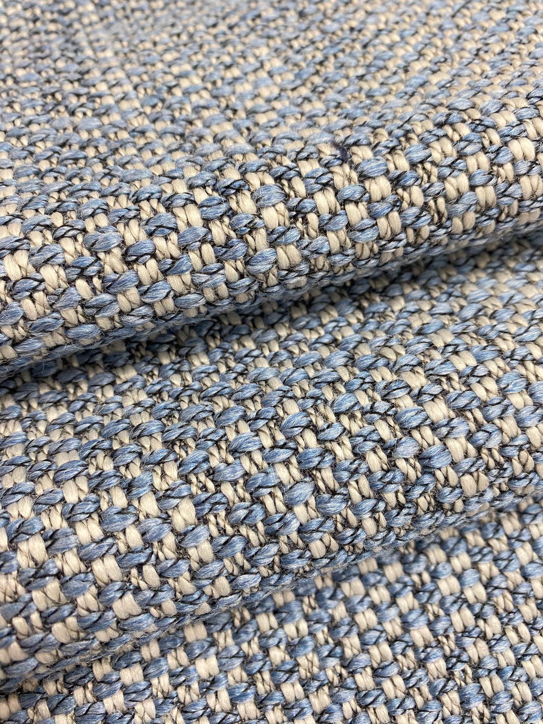 Designer French Blue Grey MCM Mid Century Modern Tweed Upholstery Fabric WHS 4238