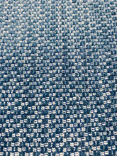 Load image into Gallery viewer, Designer Water &amp; Stain Resistant Navy Blue White MCM Mid Century Modern Tweed Chenille Upholstery Fabric WHS 3187