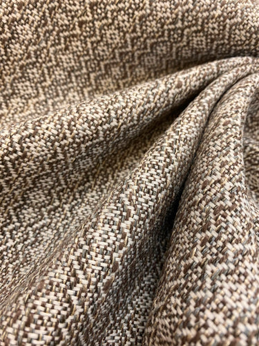 1.5 Yard Designer Geometric Taupe Brown Cream Water & Stain Resistant Upholstery Fabric WHS 4166