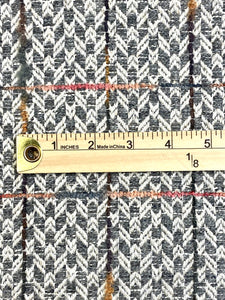 Osborne & Little Faloria 02 Grey Beige Pink Orange Herringbone Plaid Mid Century Modern Upholstery Fabric WHS 3302