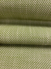 Load image into Gallery viewer, Designer Water &amp; Stain Resistant Lime Green Beige MCM Mid Century Modern Herringbone Upholstery Fabric WHS 3723