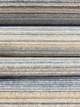 Load image into Gallery viewer, Crypton Goede Denim Water &amp; Stain Resistant Blue Beige Seafoam Taupe Stripe Chenille Upholstery Fabric STA 3996