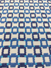Load image into Gallery viewer, Designer Water &amp; Stain Resistant Navy French Blue Cream Geometric Upholstery Drapery Fabric STA 3193