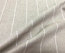 Load image into Gallery viewer, 1.5 Yard Beige White Nautical Stripe Belgian Linen Upholstery Drapery Fabric