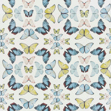 Load image into Gallery viewer, Cotton Ivory Chartreuse Blue Red Butterfly Upholstery Drapery Fabric FB